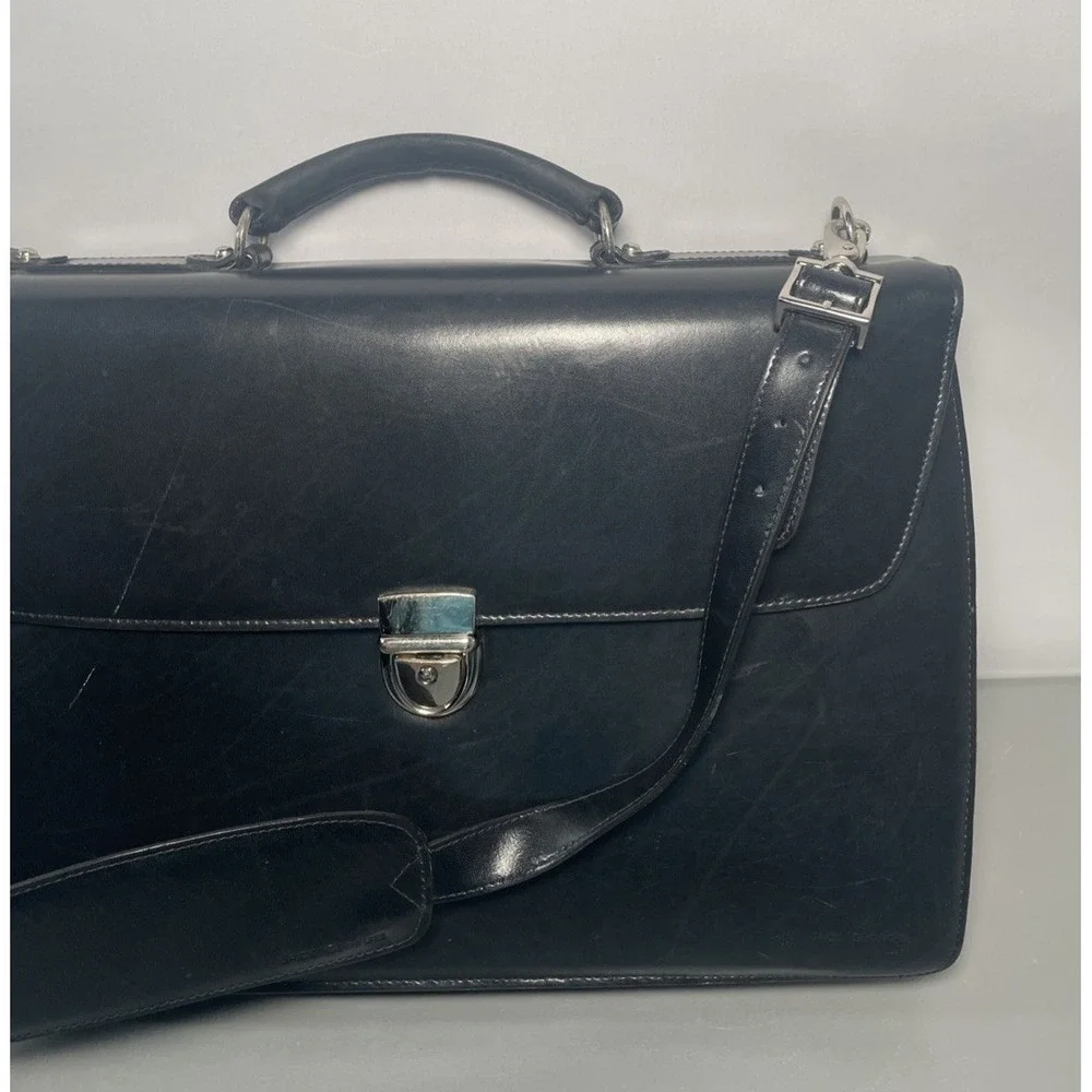 Black Leather Executive Professional Briefcase by Jack‎ Georges